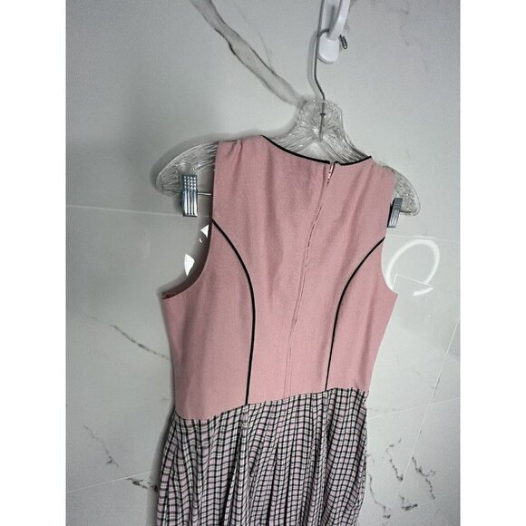 Chic Pink and Black Lace-Up Midi Dress - Picture 11 of 15